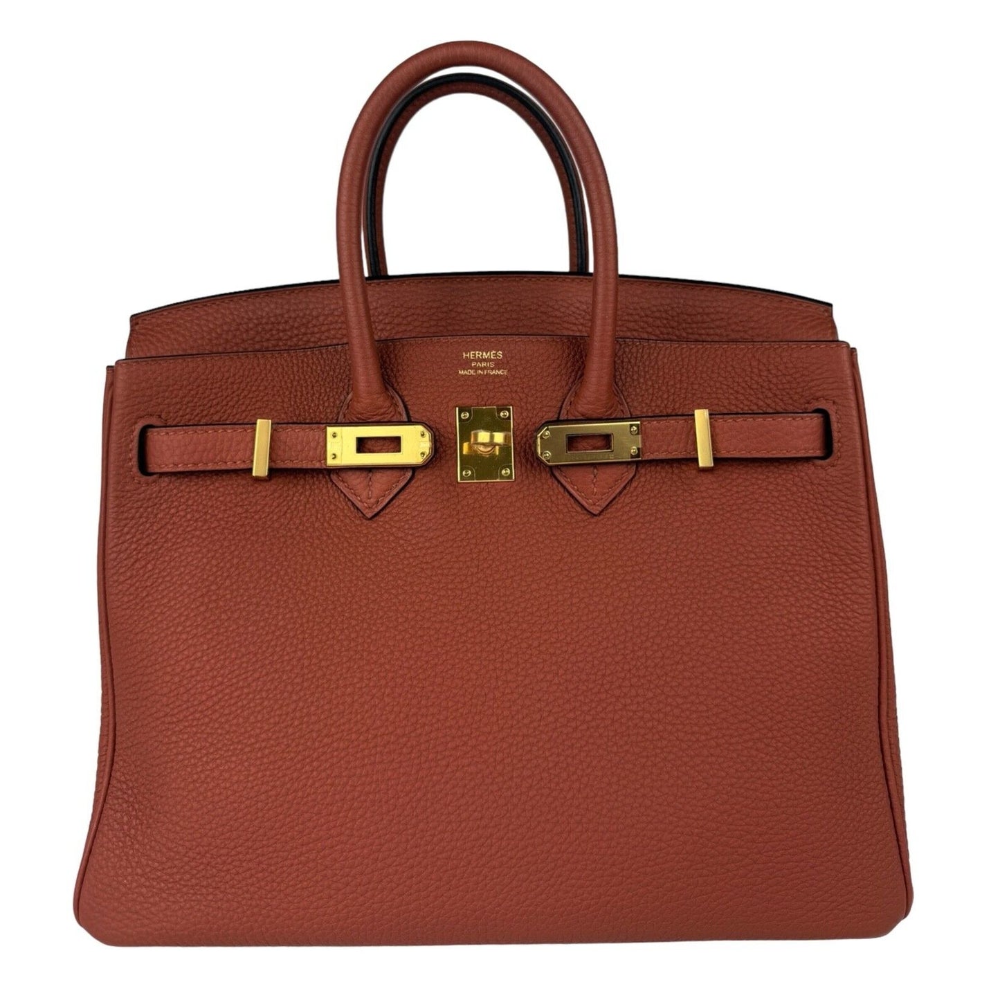 Hermes Birkin 25 Cuivre Burnt OrangeTogo Leather Handbag Bag Gold Hardware