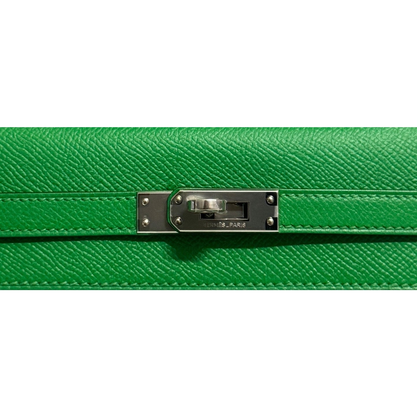 Hermes Kelly 25 Sellier Bamboo Bambou Green Epsom Leather Palladium Hardware