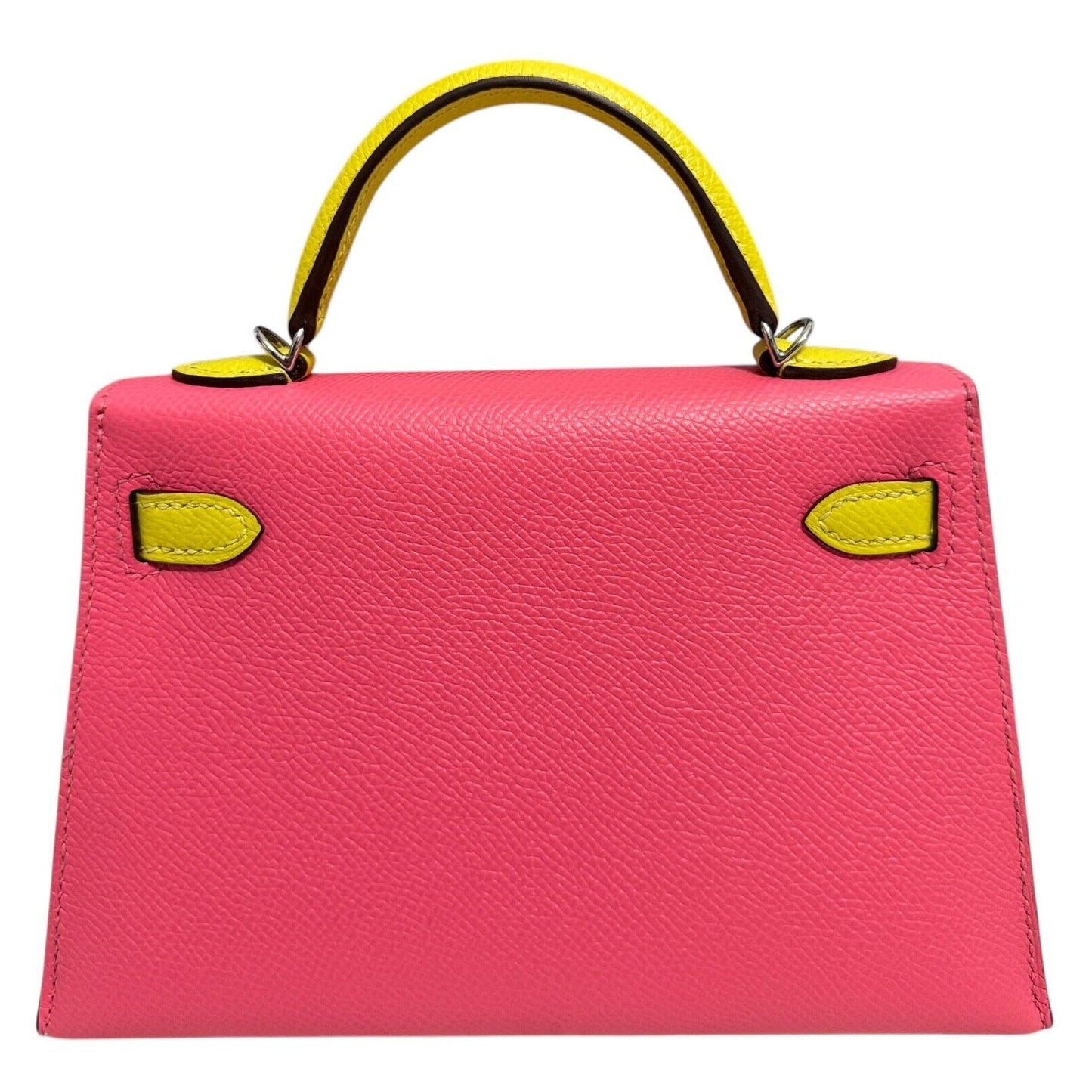 Hermes Kelly Mini 20 Special Order Rose Azalee Pink Lime Yellow Epsom Palladium Hardware
