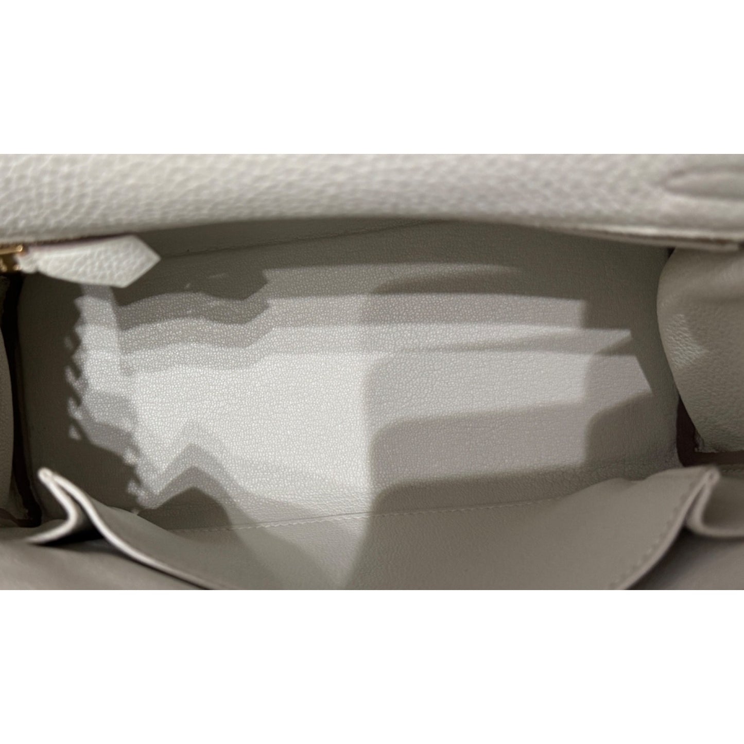 Hermes Kelly 25 Mushroom White Togo Leather Gold Hardware