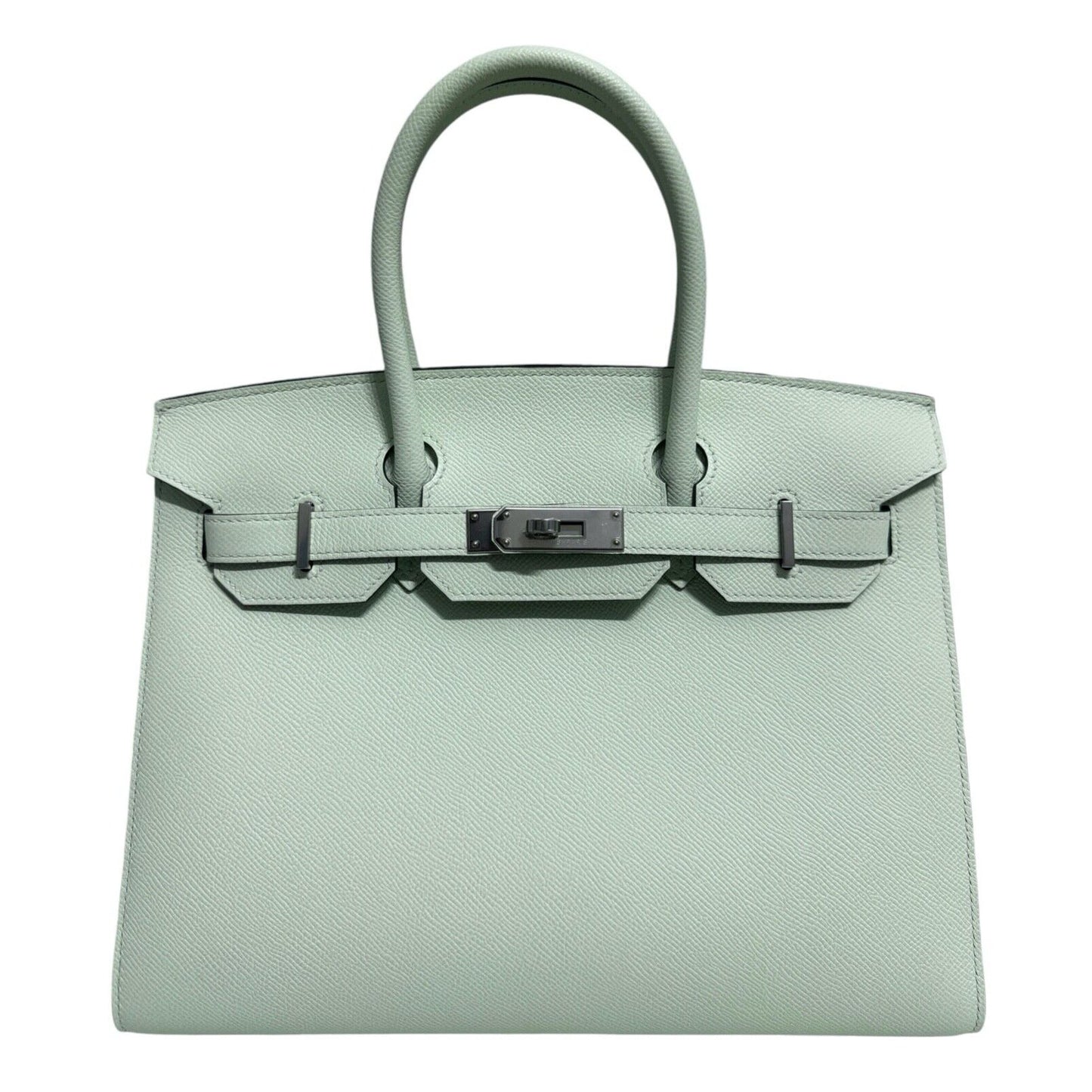 Hermes Birkin 30 Sellier Vert Fizz Green Epsom Leather Palladium Hardware NEW