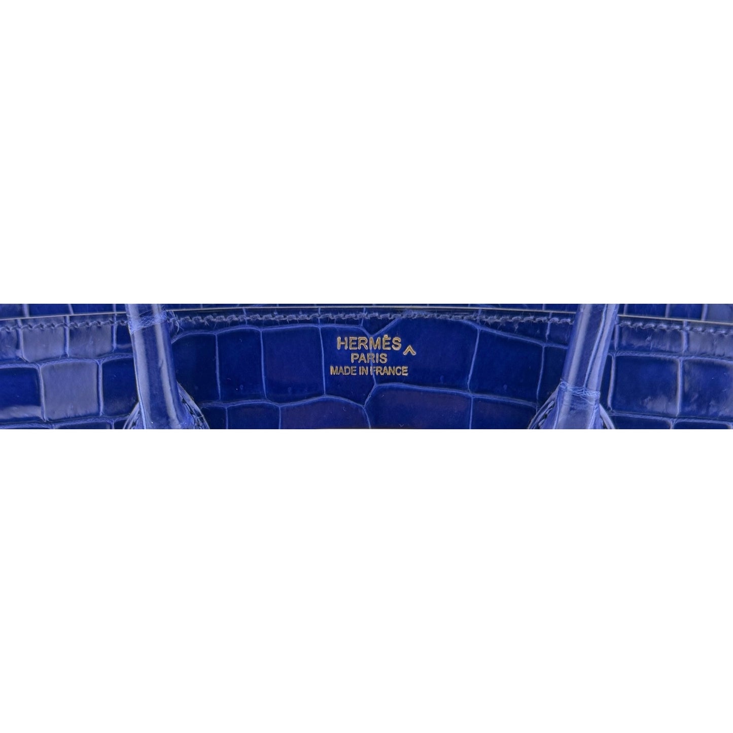 Hermes Birkin 35 Blue Electric Shinny Porosus Crocodile Gold Hardware RARE