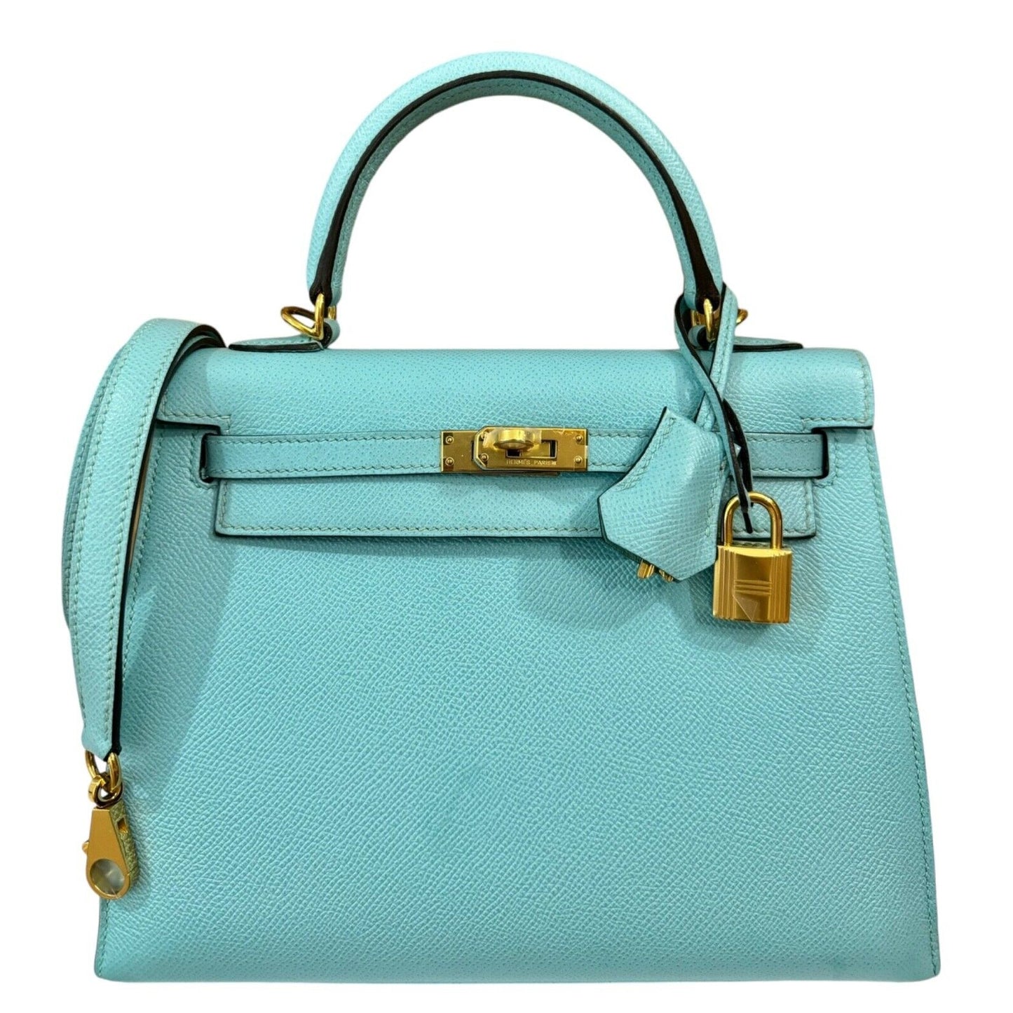 Hermes Kelly 25 Sellier Blue Atoll Tiffany Blue Epsom Leather Gold Hardware