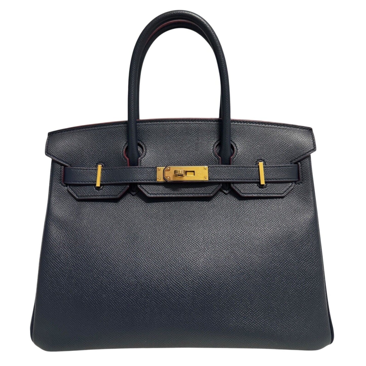 Hermes Birkin 30 Rouge Blue Indigo Rouge H Contour Epsom Leather Gold Hardware