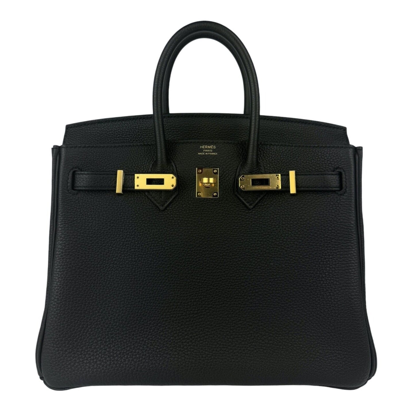 Hermes Birkin 25 Black Noir Togo Leather Gold Hardware Handbag RARE