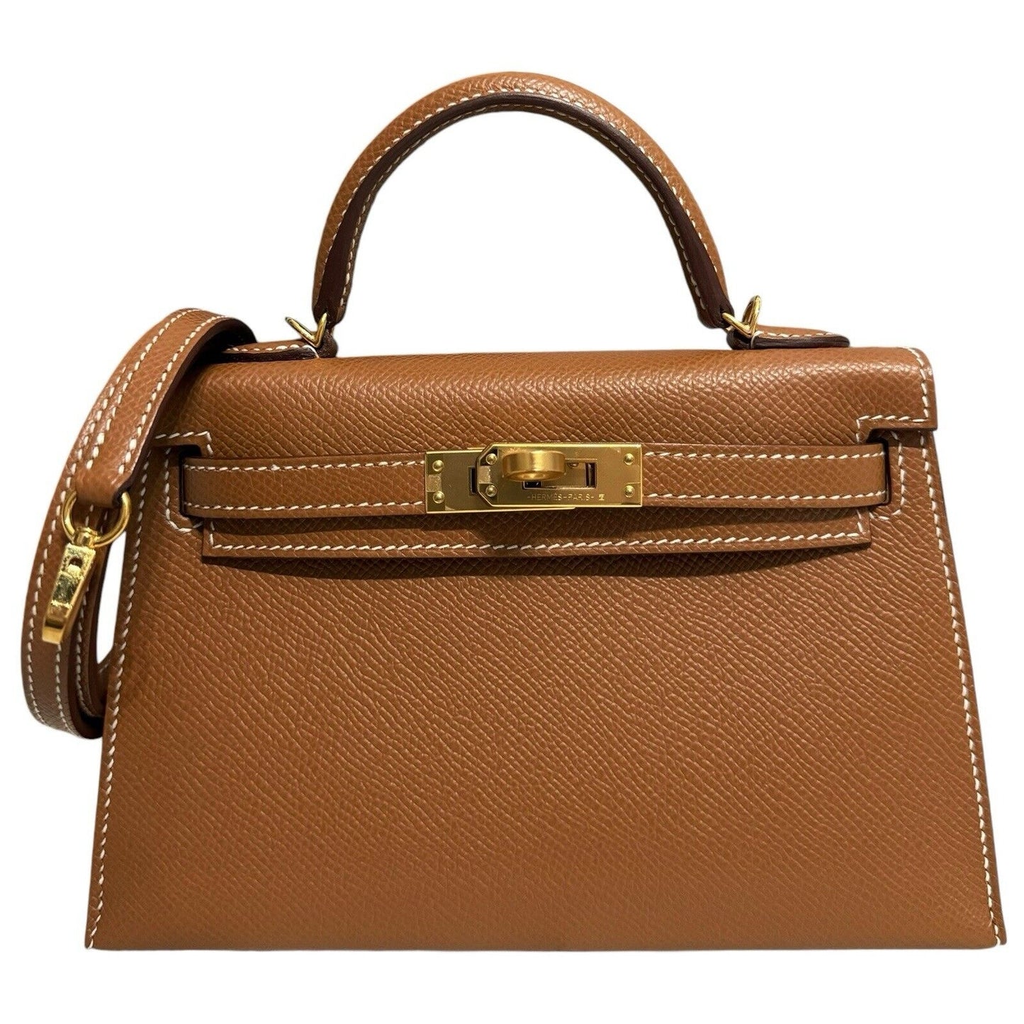 Hermes Kelly Mini 20 Gold Tan Epsom Leather Gold Hardware