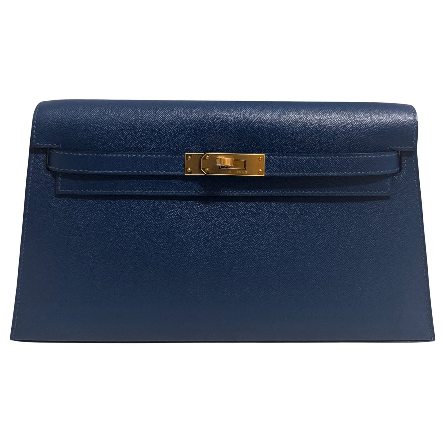 Hermès Kelly Elan Deep Blue Madame Leather Gold Hardware Clutch Shoulder Bag
