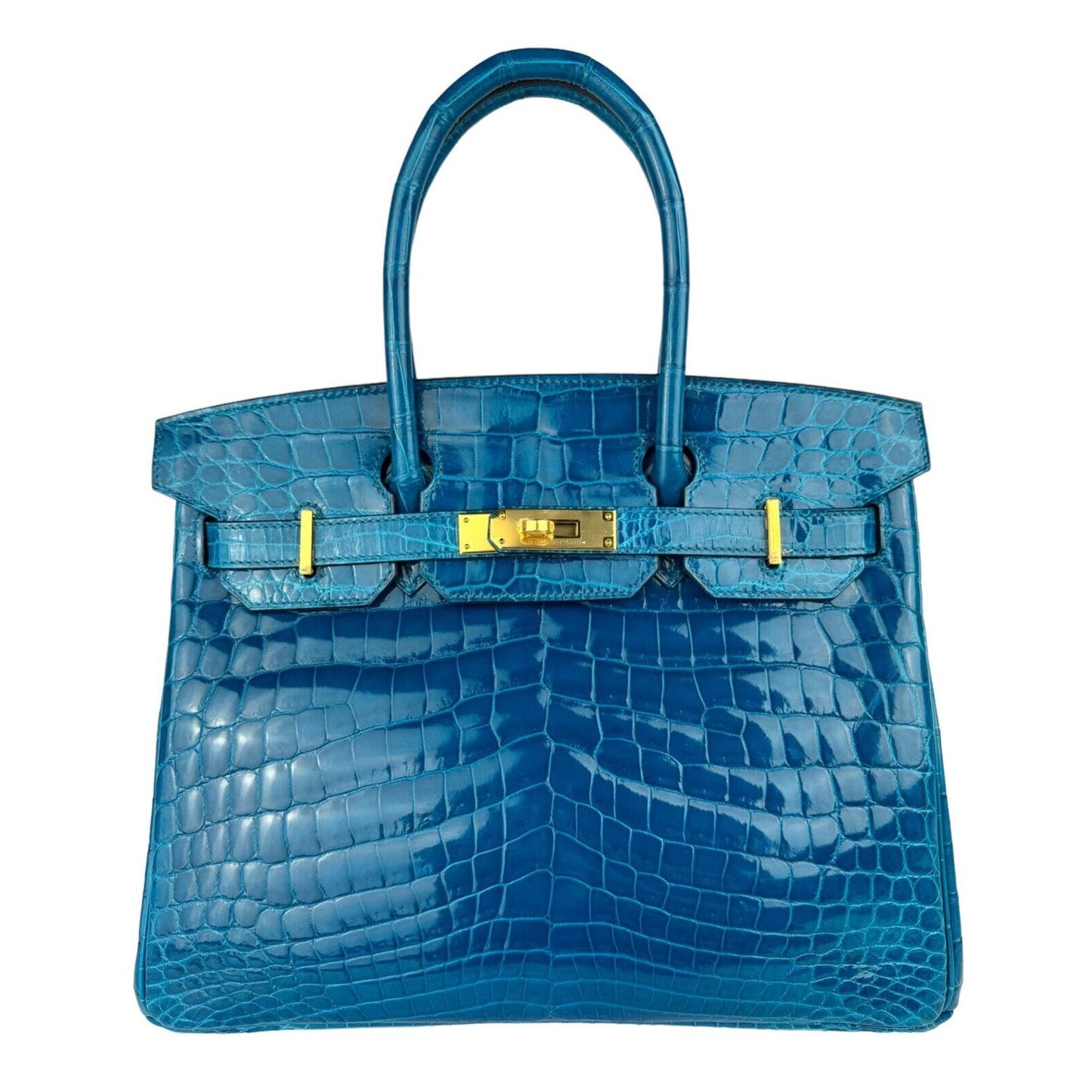 Hermes Birkin 30 Blue Izmir Crocodile Leather Gold Hardware RARE