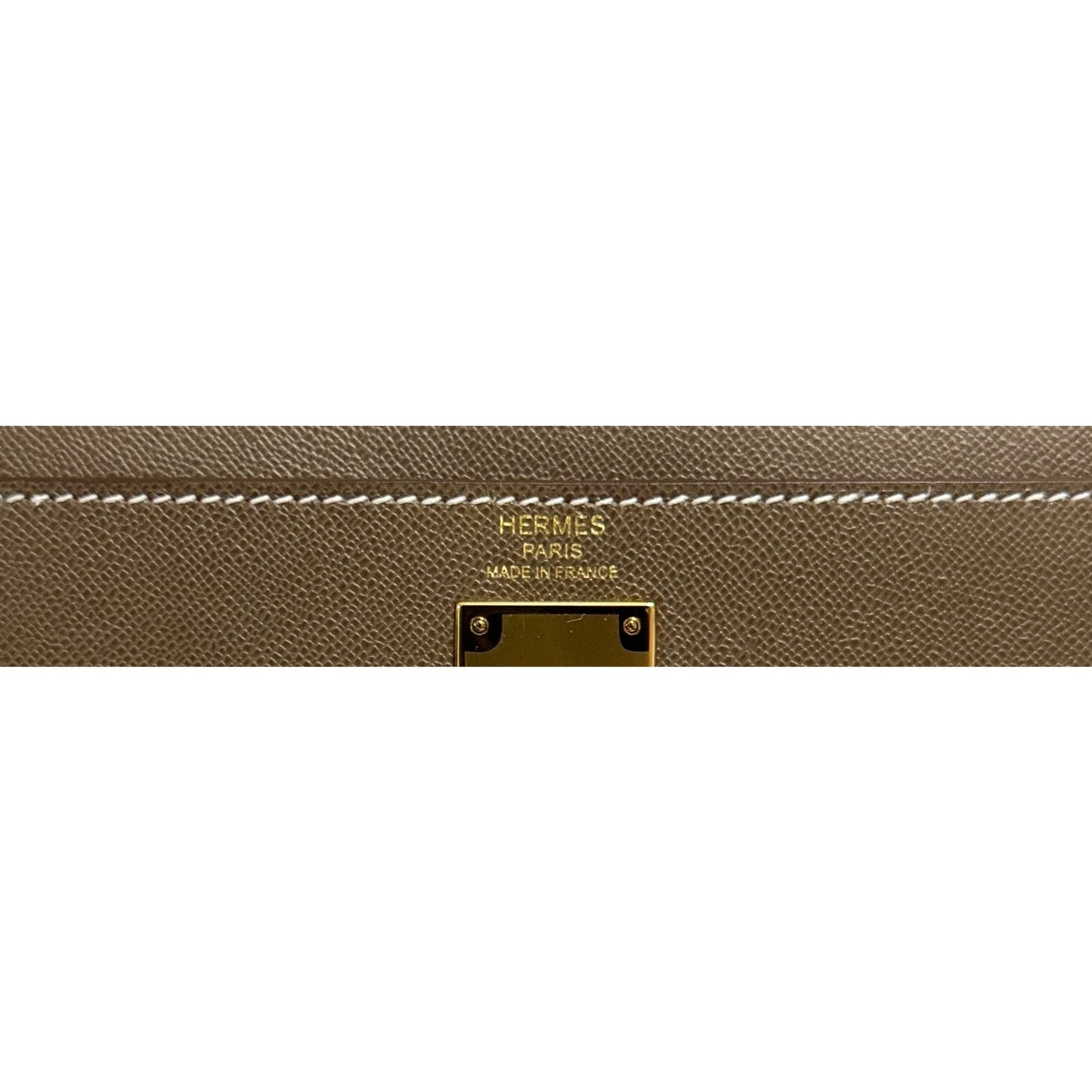 Hermès Kelly Elan Etoupe Gray Madame Leather Gold Hardware Clutch Shoulder Bag