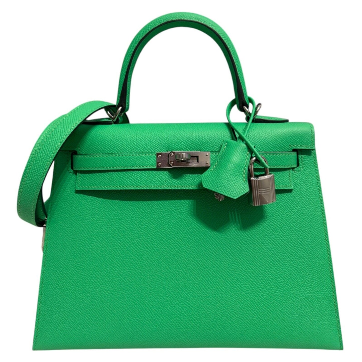 Hermes Kelly 25 Sellier Vert Comics Green Epsom Leather Palladium Hardware