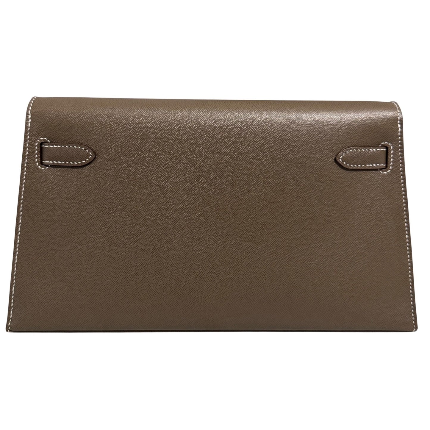 Hermès Kelly Elan Etoupe Gray Madame Leather Gold Hardware Clutch Shoulder Bag
