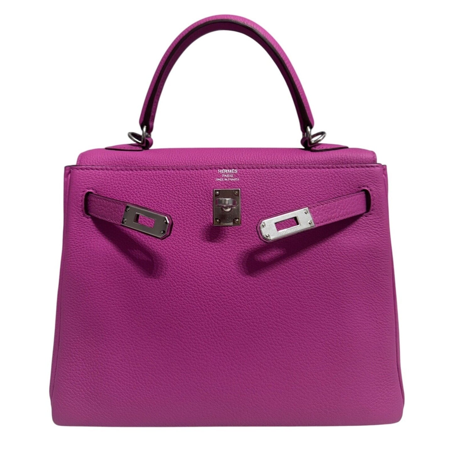 Hermes Kelly 25 Magnolia Pink Purple Togo Palladium Hardware