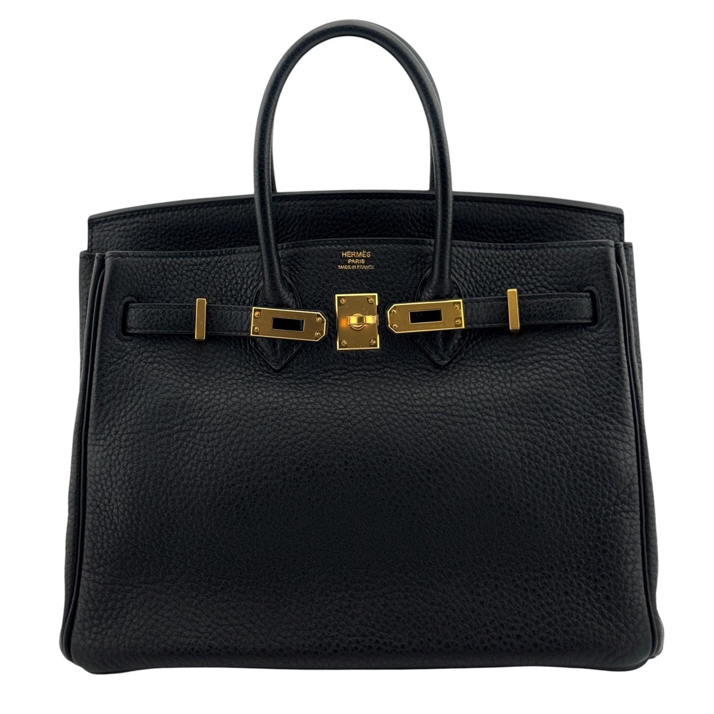 Hermes Birkin 25 Black Noir Togo Leather Gold Hardware Handbag