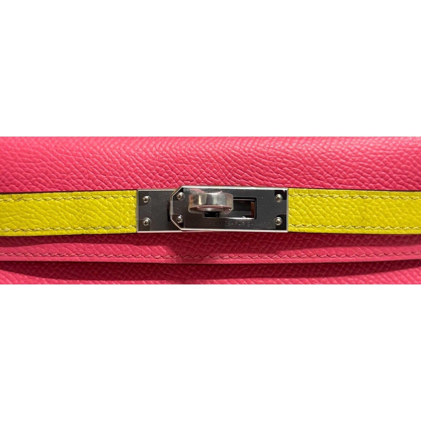Hermes Kelly Mini 20 Special Order Rose Azalee Pink Lime Yellow Epsom Palladium Hardware