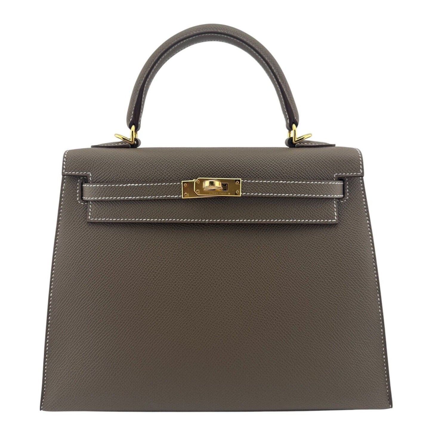 Hermes Kelly 25 Sellier Etoupe Gray Grey Epsom Gold Hardware NEW 2024