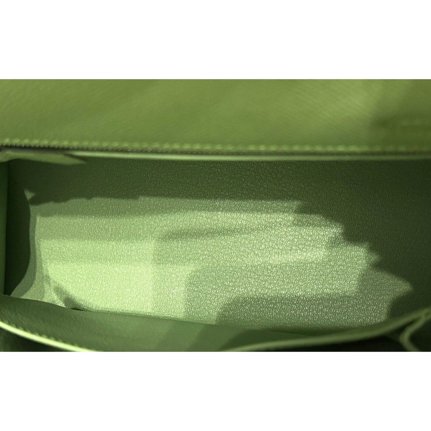 Hermes Kelly 25 Sellier Vert Criquet Green Epsom Leather Palladium Hardware