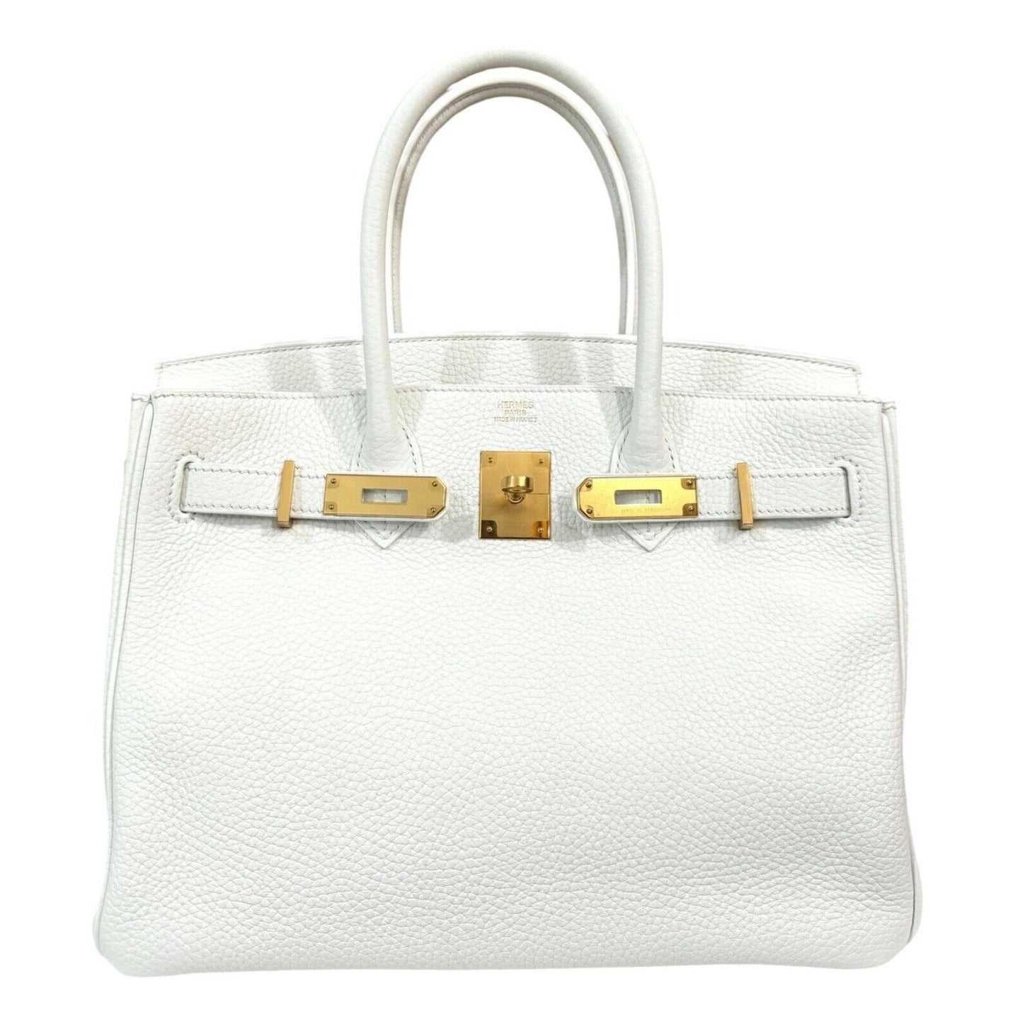 Hermes Birkin 30 White Blanc Leather Gold Hardware Handbag RARE
