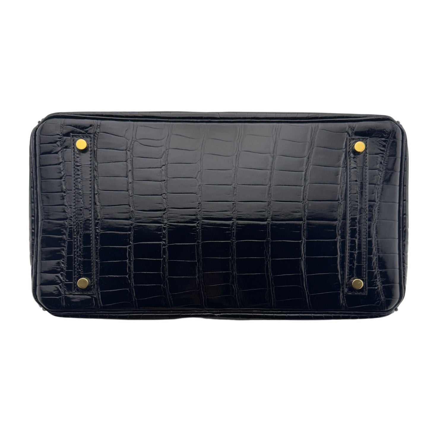 Hermes Birkin 35 Black Noir Shinny Porosus Crocodile Gold Hardware RARE