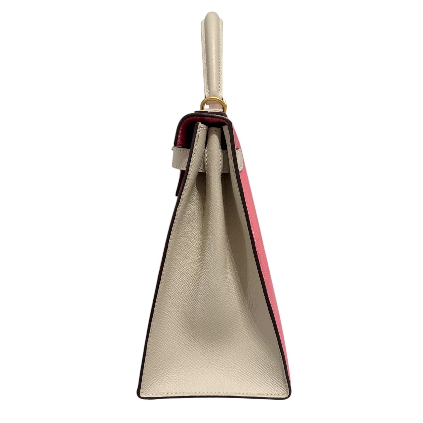 Hermes Kelly 28 Sellier Special Order Pink Rose Azalee Craie White Brushed Gold Hardware