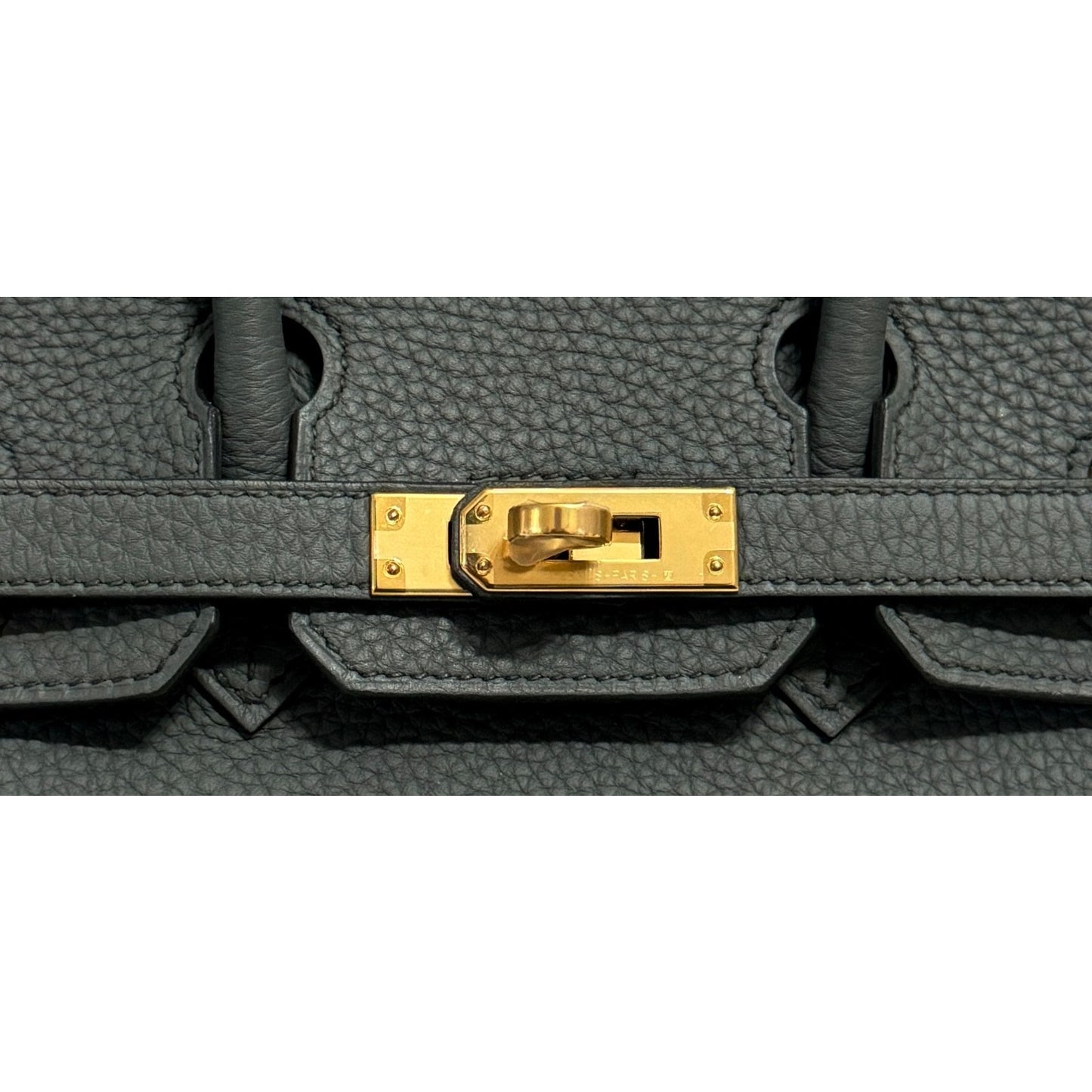 Hermes Birkin 25 Vert Amande Green Gray Togo Leather Gold Hardware Handbag