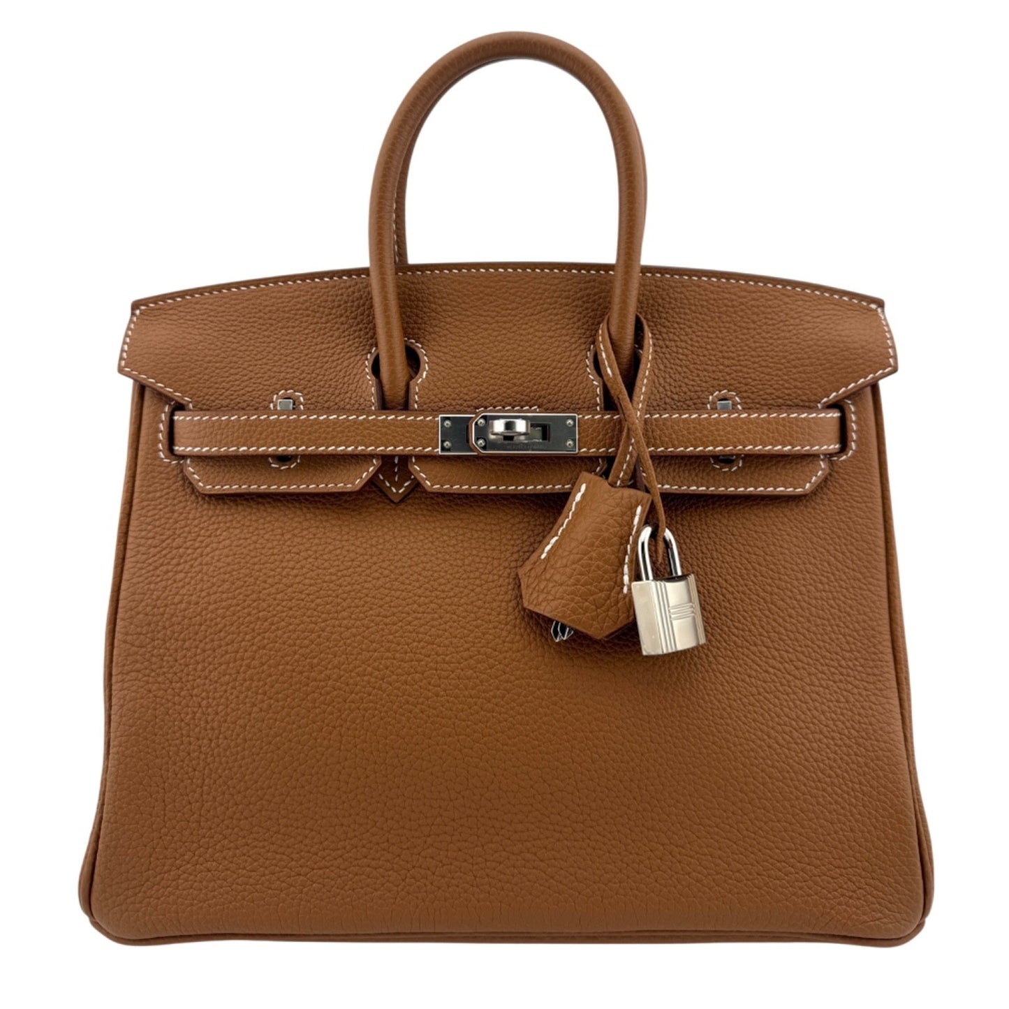 Hermes Birkin 25 Gold Tan Togo Leather Palladium Hardware Handbag