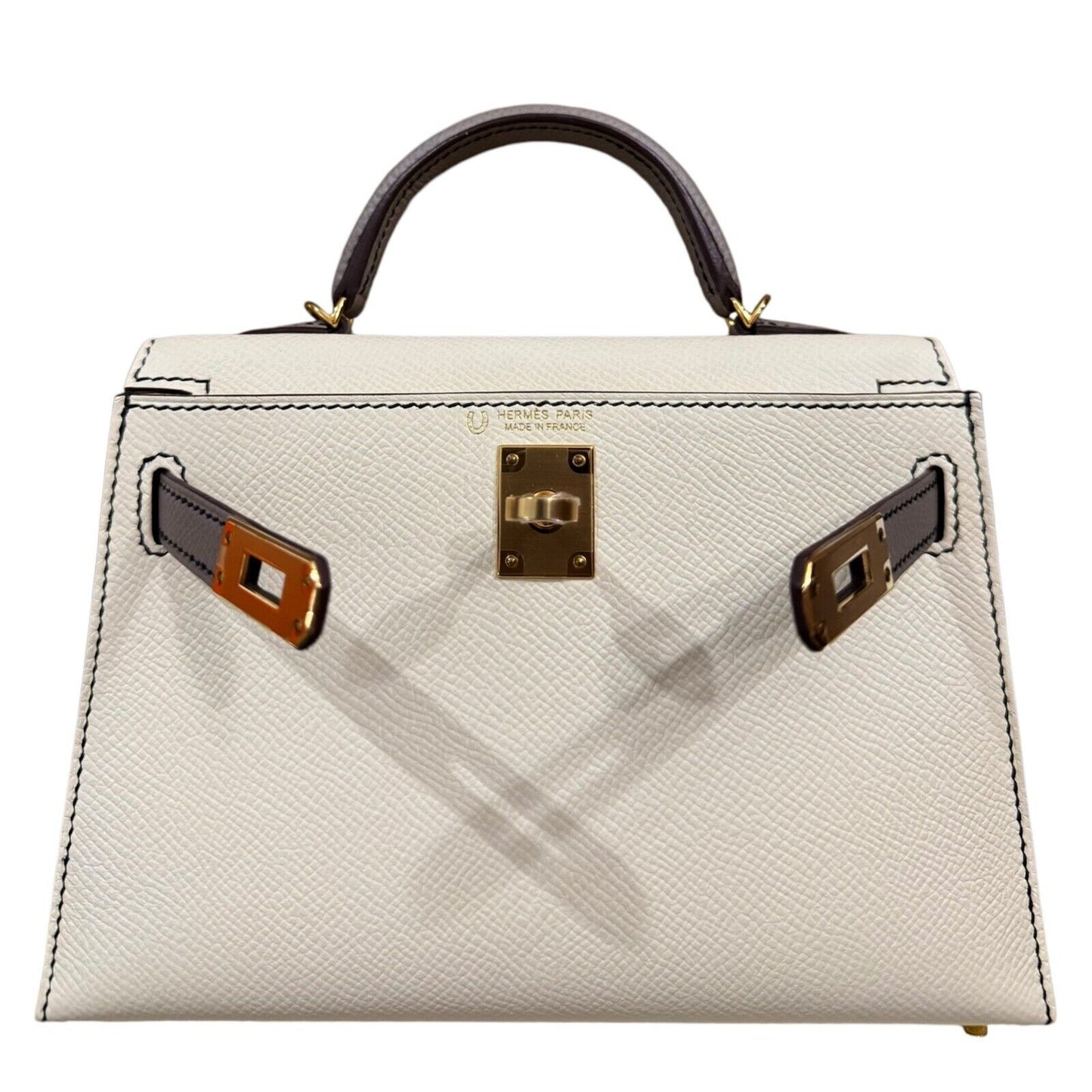 Hermes Kelly Mini 20 Special Order Nata & Gris Mouette Gray Epsom Gold Hardware