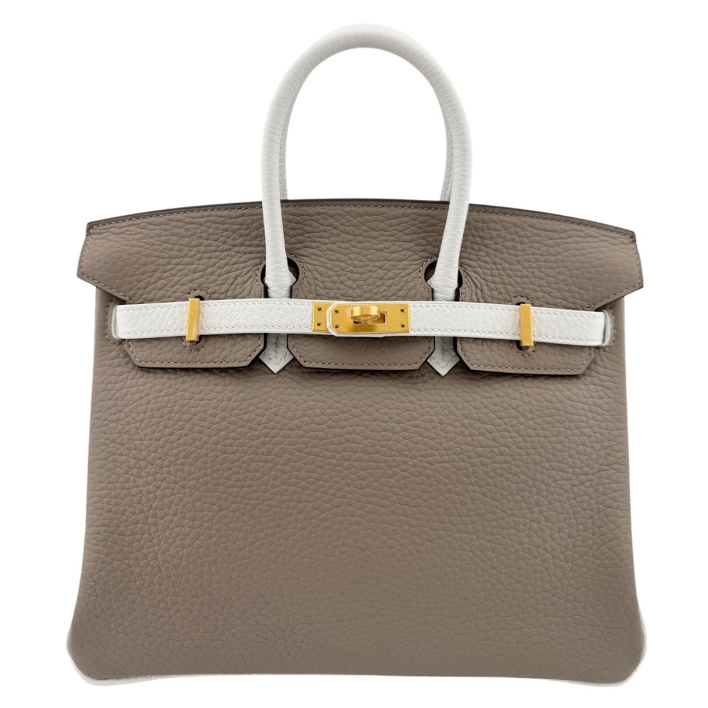 Hermes Birkin 25 Special Order Gris Tourterelle White Gray Leather Brushed Gold