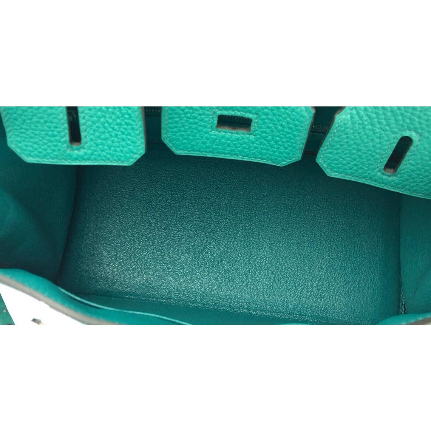 Hermes Birkin 25 Vert Verone Green Leather Palladium Hardware Handbag Bag