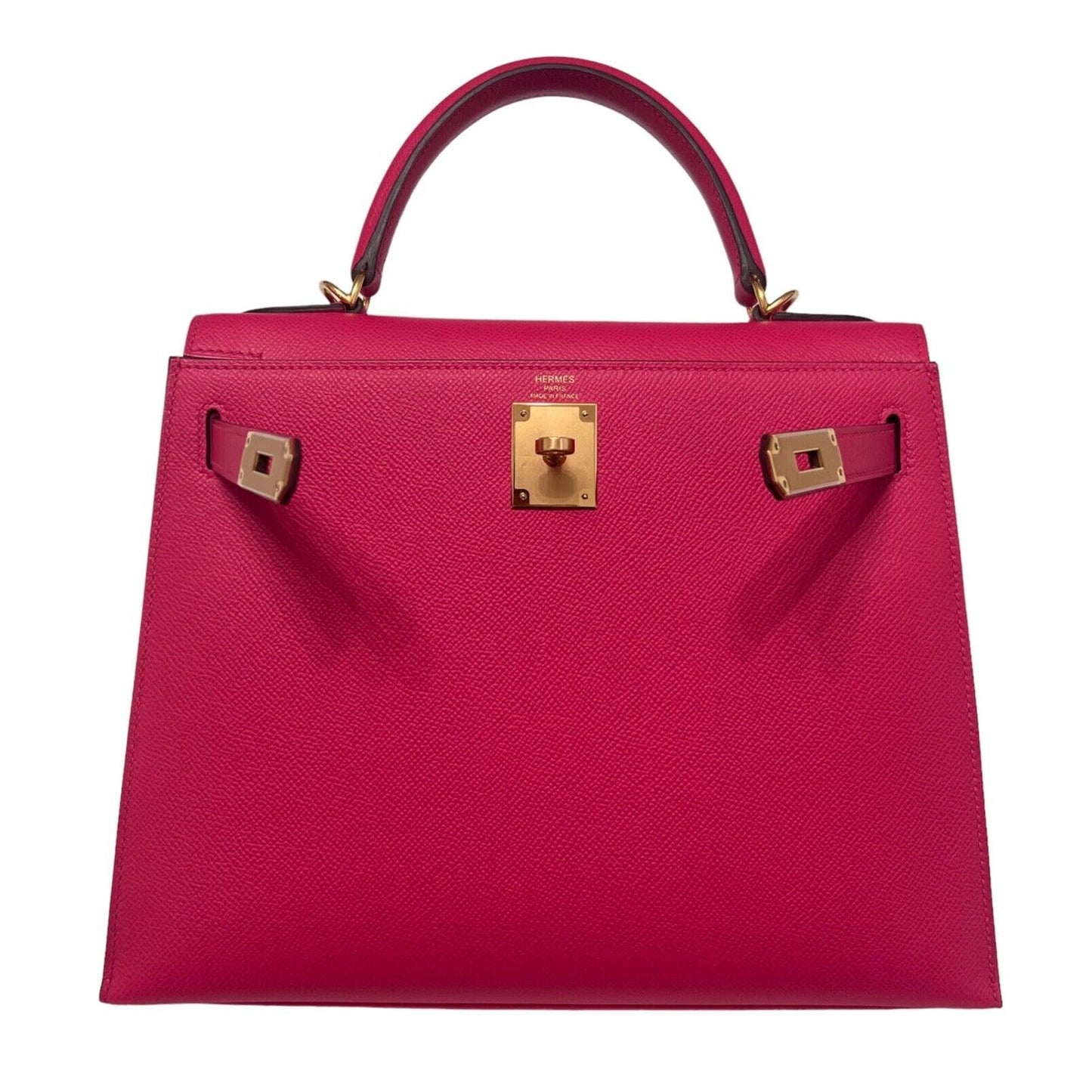 Hermes Kelly 28 Sellier Rose Extreme Pink Epsom Leather Gold Hardware Bag