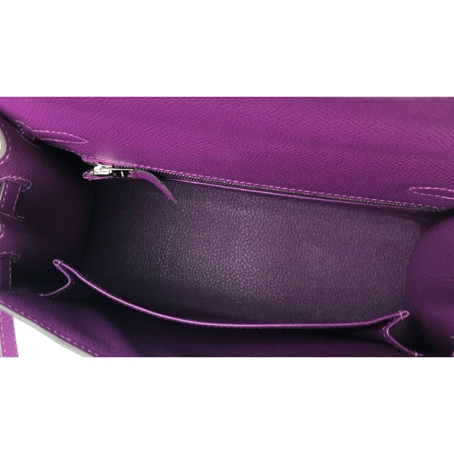 Hermes Kelly 25 Sellier Anemone Purple Epsom Leather Palladium Hardware
