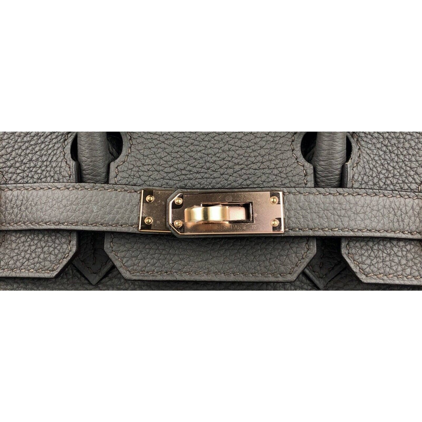 Hermes Birkin 25 Etain Gray Brown Grey Togo Leather Rose Gold Hardware Handbag
