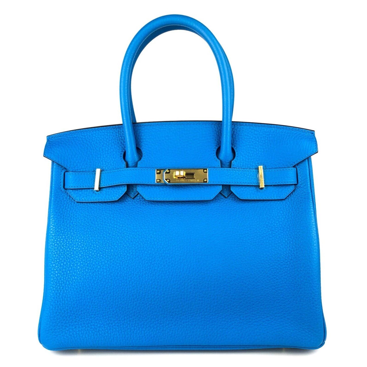 Hermes Birkin 30 Blue Zanzibar Togo Leather Bag Gold Hardware