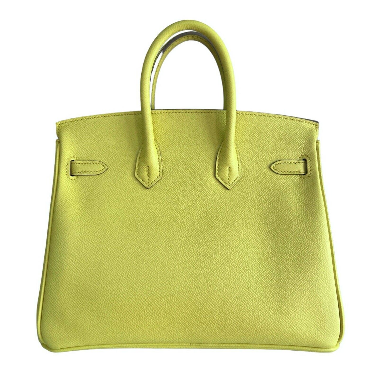 Hermes Birkin 25 Lime Yellow Epsom Leather Palladium Hardware Bag Handbag