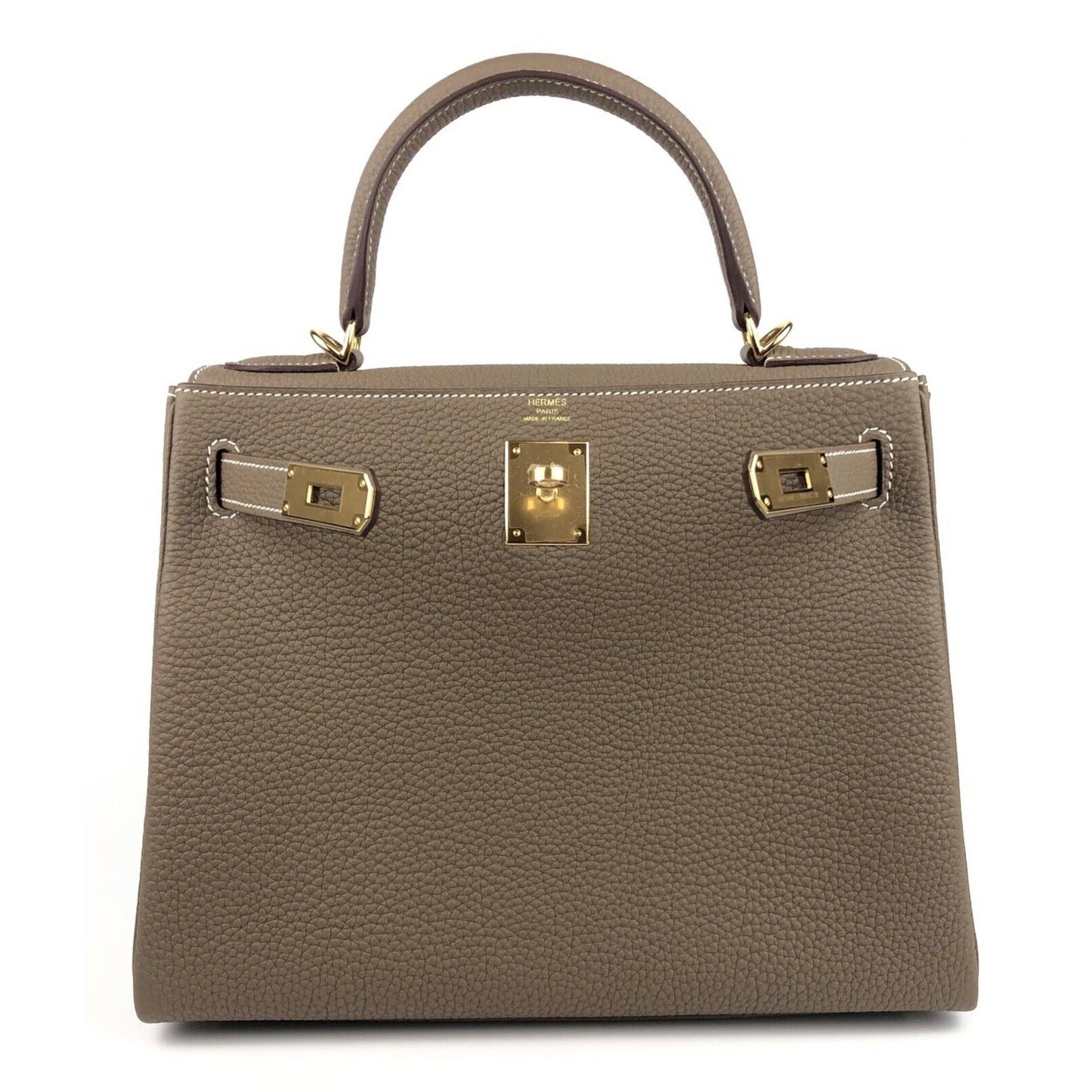 Hermes Kelly 28 Etoupe Gray Grey Togo Leather Gold Hardware NEW