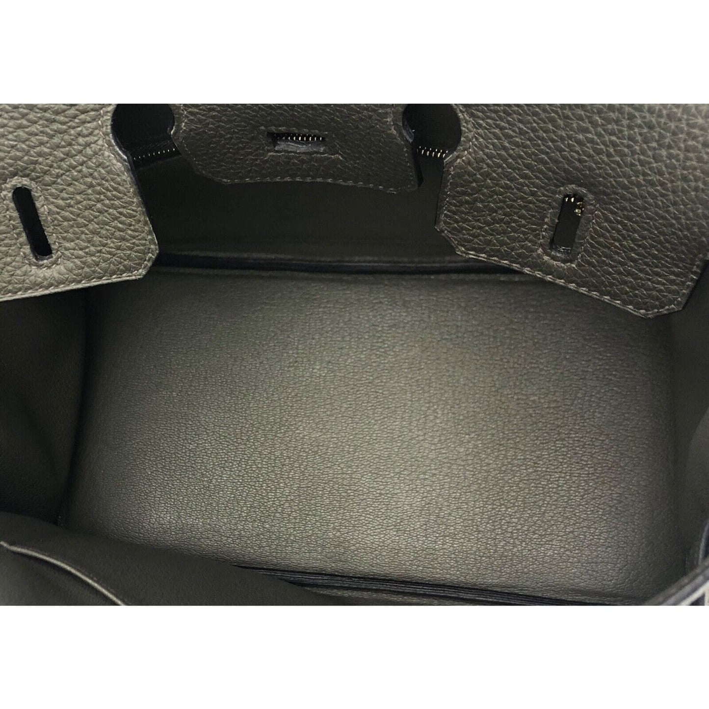 Hermes Birkin 25 Vert de Gris Green Gray Leather Gold Hardware Handbag