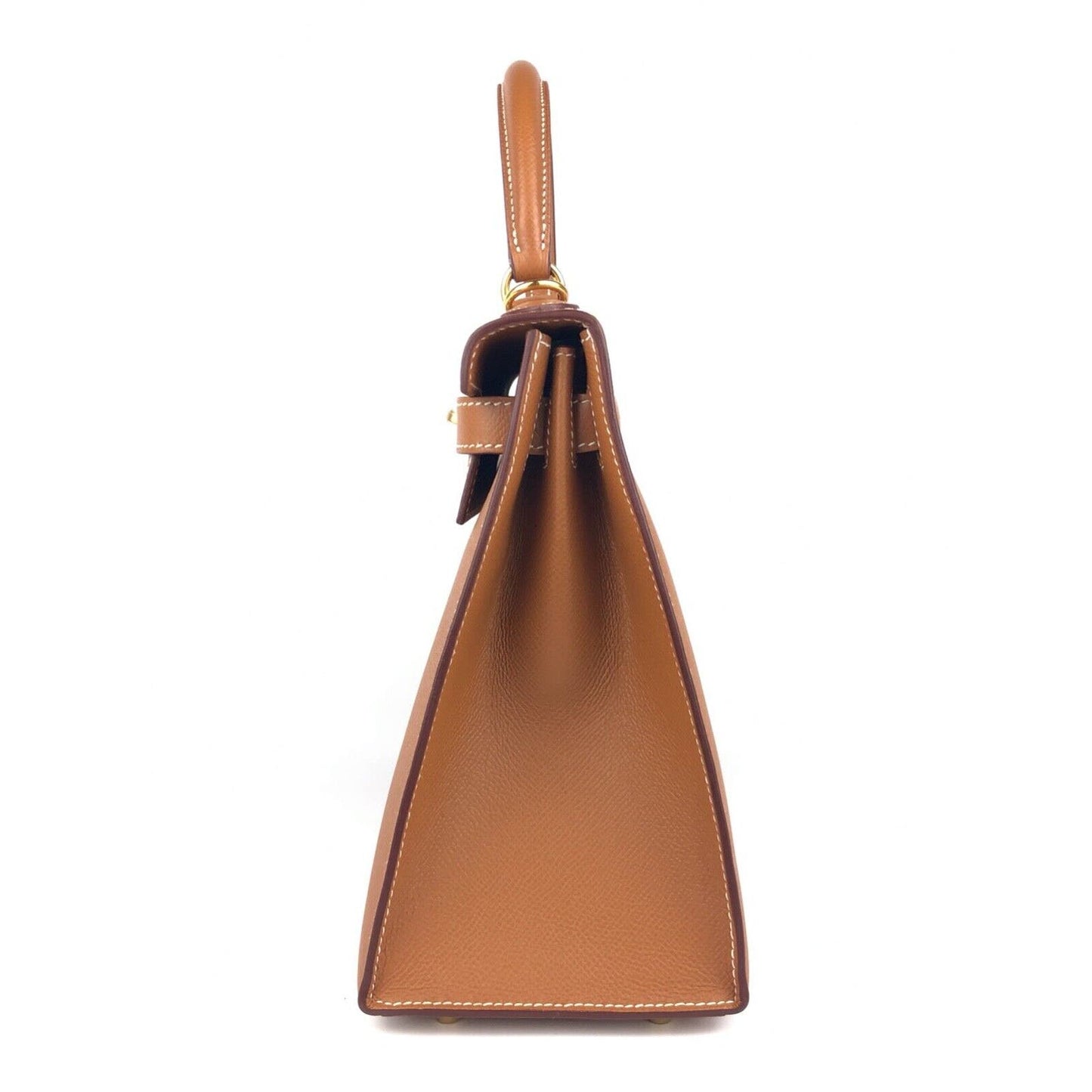 Hermes Kelly 28 Sellier Gold Tan Camel Epsom Leather Gold Hardware Bag