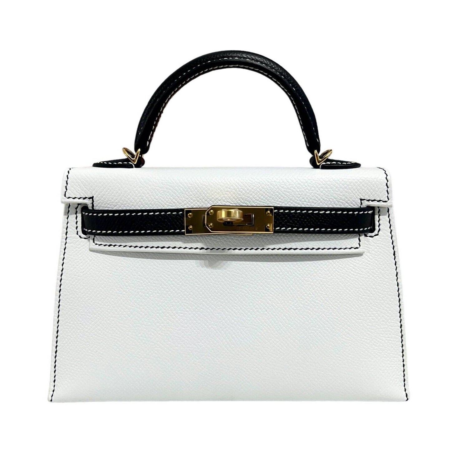 Hermes Kelly Mini 20 Special Order "Panda" Black White Epsom Leather Gold Hardware