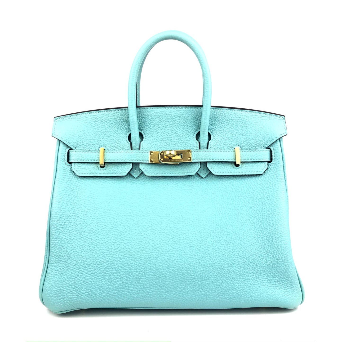 Hermes Birkin 25 Blue Atoll Tiffany Blue Togo Leather Gold Hardware Handbag Bag