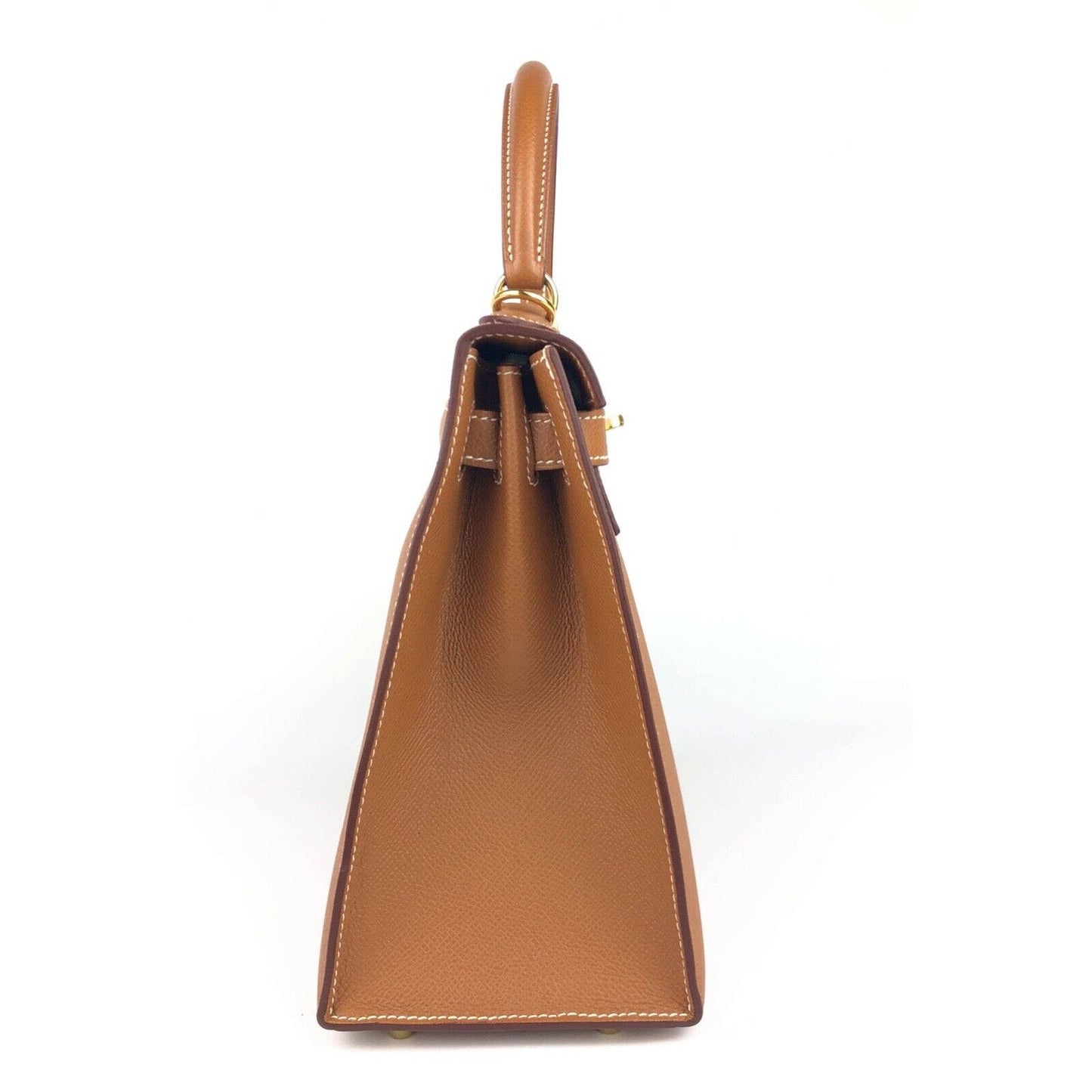 Hermes Kelly 28 Sellier Gold Tan Camel Epsom Leather Gold Hardware Bag