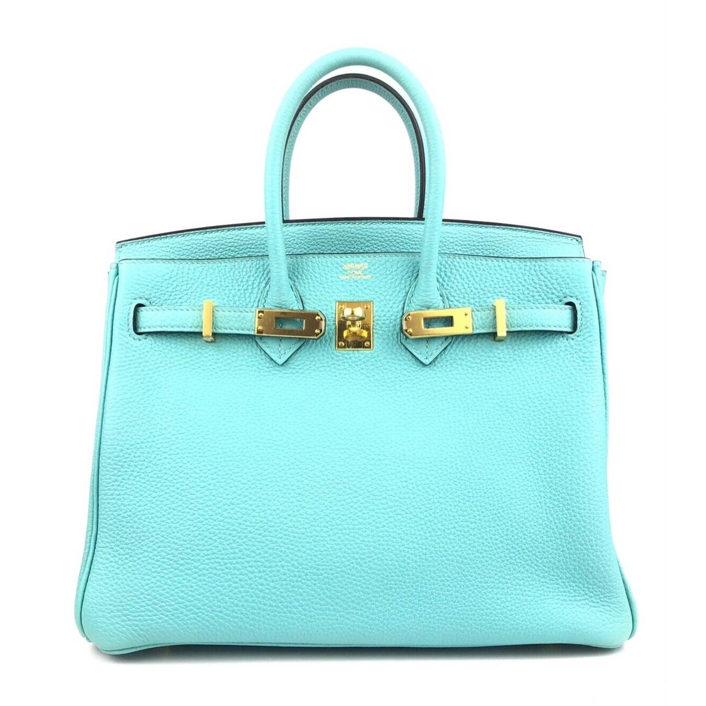 Hermes Birkin 25 Blue Atoll Tiffany Blue Togo Leather Gold Hardware Handbag Bag