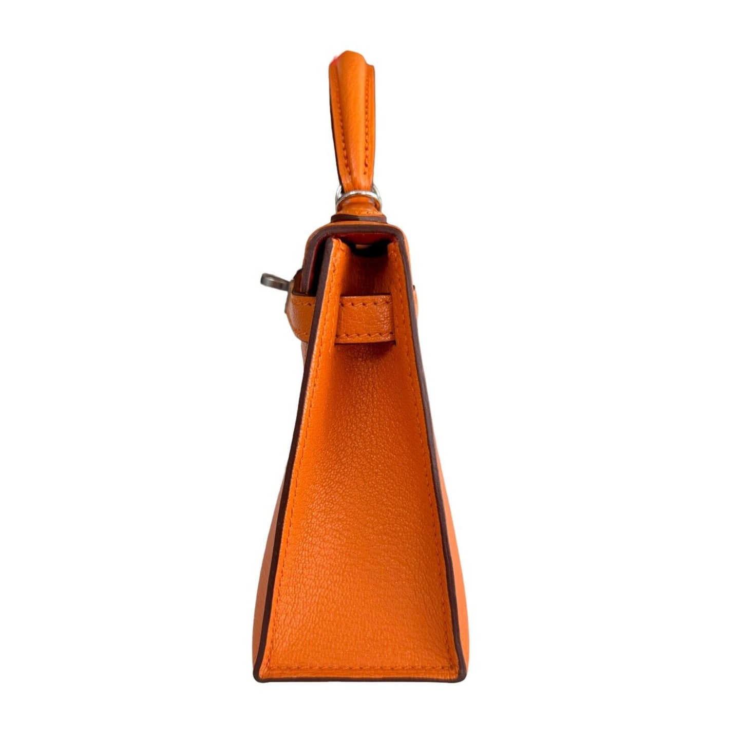 Hermes Kelly Mini 20 Verso Orange & Sanguine Chèvre Leather Palladium Hardware