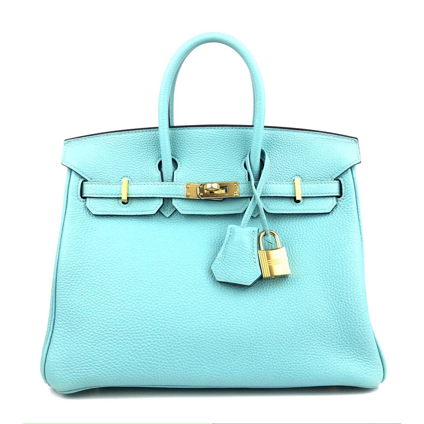 Hermes Birkin 25 Blue Atoll Tiffany Blue Togo Leather Gold Hardware Handbag Bag