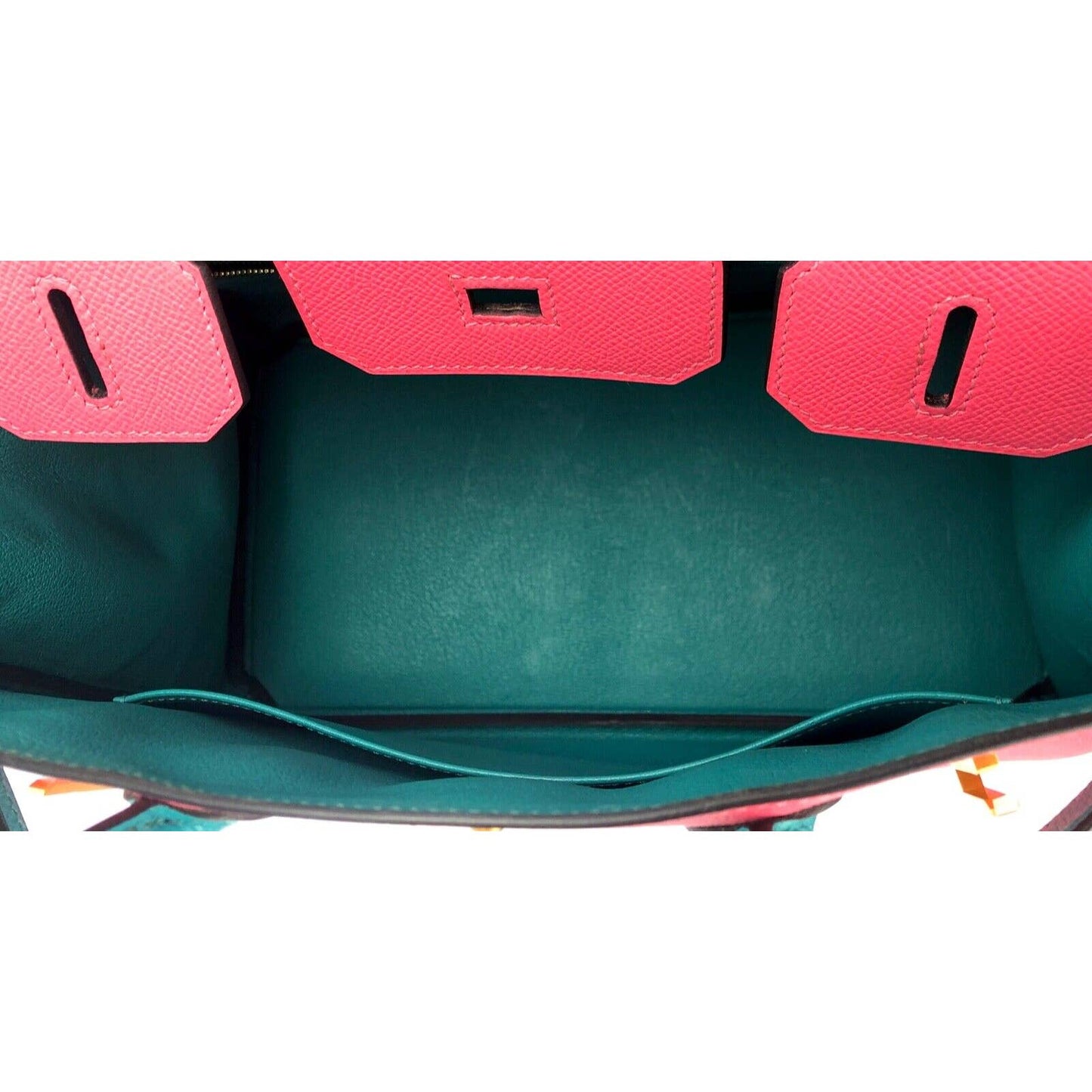 Hermes Birkin 30 Special Order Pink Rose Azalee Blue Paon Brushed Gold Hardware