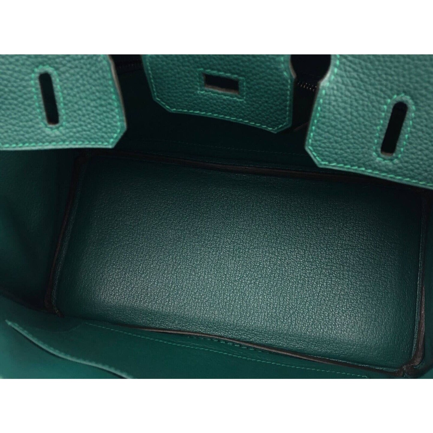 Hermes Birkin 25 Malachite Green Togo Leather Palladium Hardware Handbag