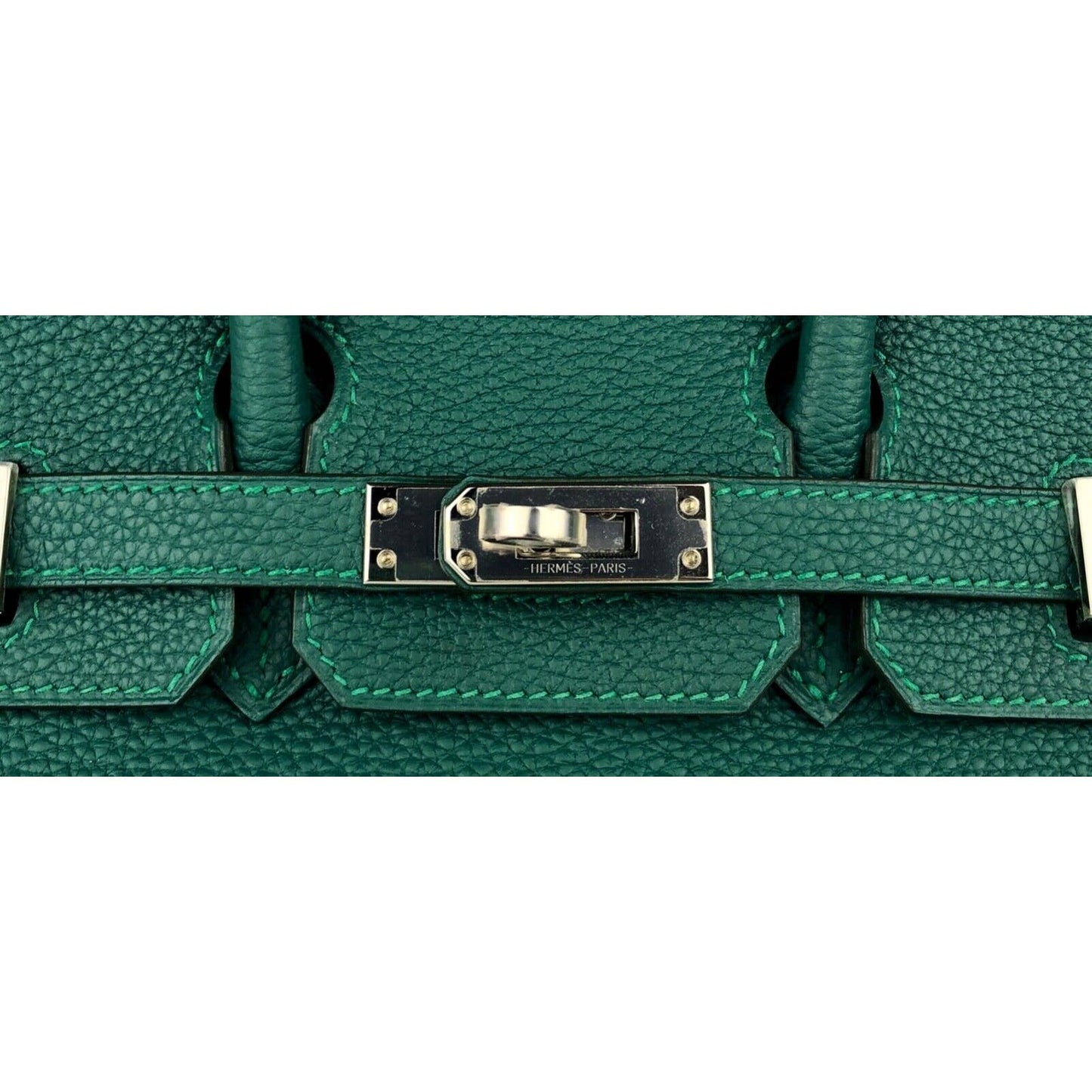 Hermes Birkin 25 Malachite Green Togo Leather Palladium Hardware Handbag