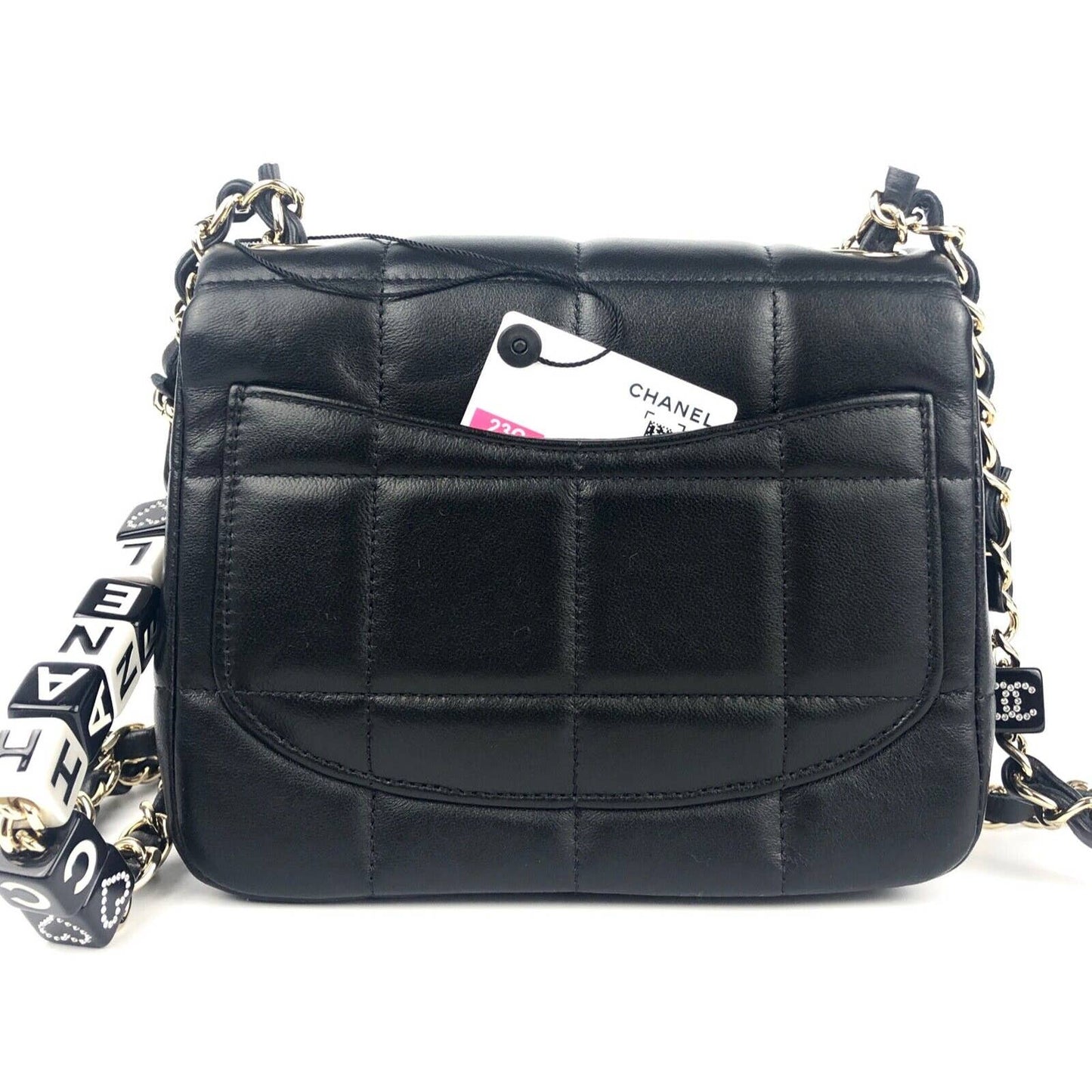 CHANEL 23C Mini Flap Chain Cube Black Bag Gold Hardware NEW