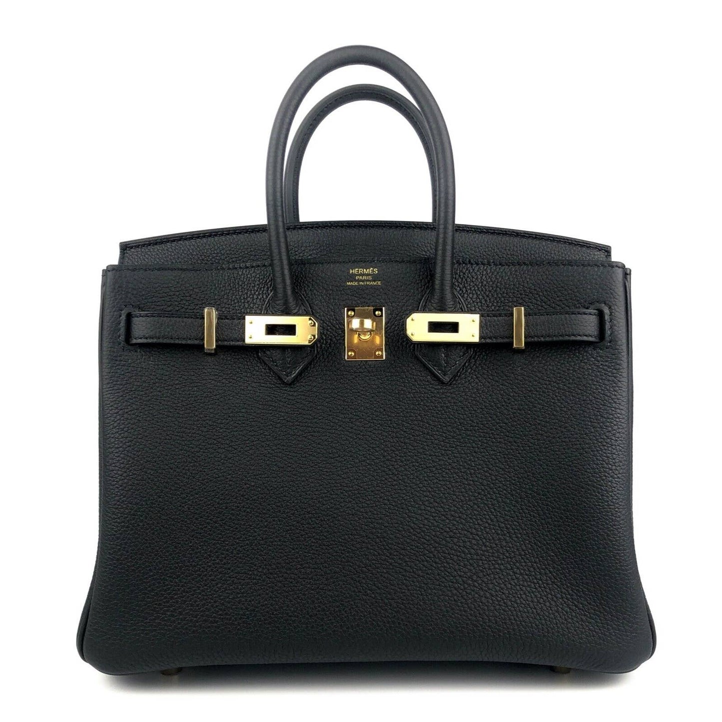 Hermes Birkin 25 Black Noir Togo Leather Gold Hardware B Stamp 2023