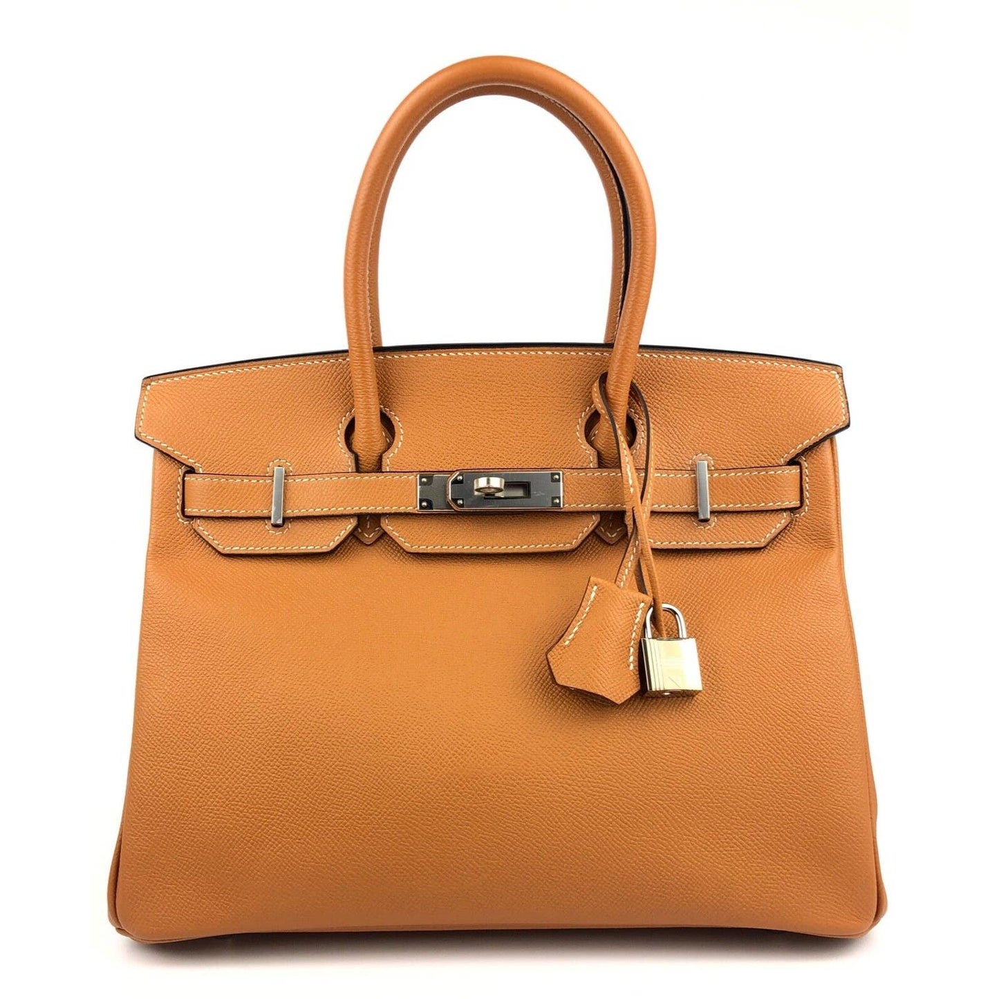 Hermes Birkin 30 Toffee Tan Camel Epsom Leather Palladium Hardware