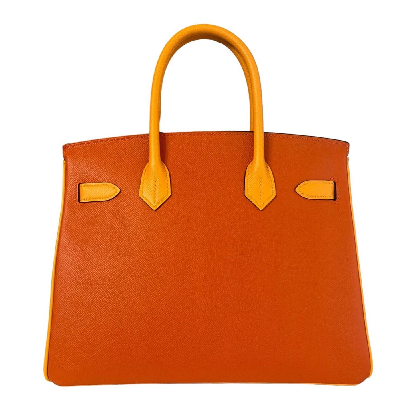 Hermes Birkin 30 Special Order Epsom Feu Orange Jaune D'or Yellow Brushed Gold