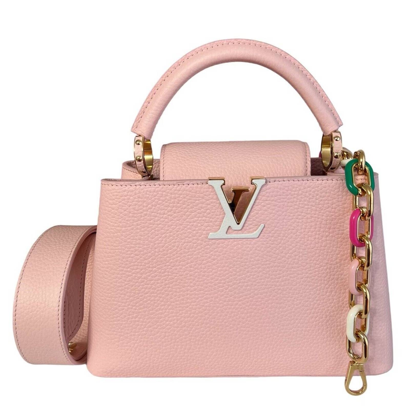 New Limited Edition Louis VUITTON Capucines pm Pink Leather Hand Shoulder Bag